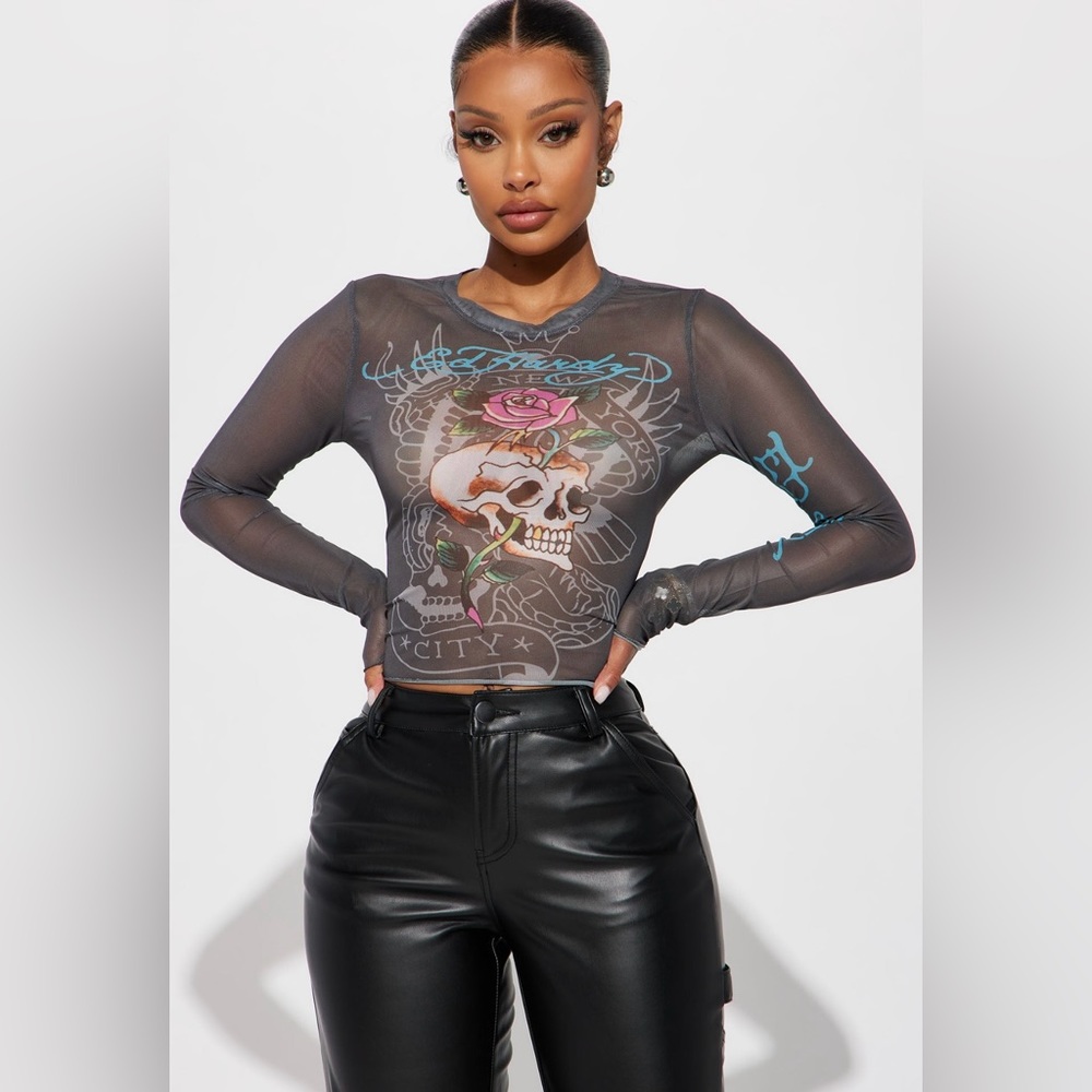 NWT Ed Hardy Mesh Blouse
